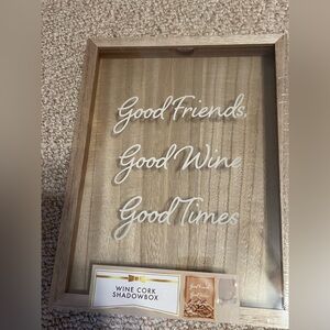 Wood Frame Wine Cork Shadowbox - Good Friends Good Wine Good Times